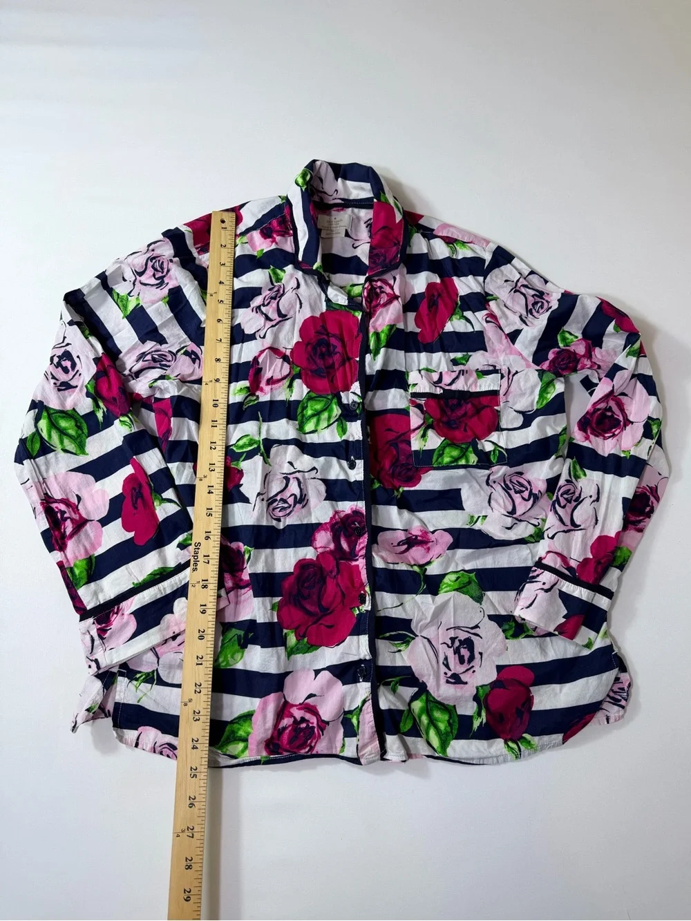 Kate Spade New York Dream A Little Dream Floral Stripe Pajama Top Small S Cotton